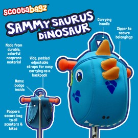 Scootaheadz Micro Scooter Bags for Kids | Scooter Bag Boys | Kids Scooter Bag Backpack Handlebar | Scooter Bag Boys | Scootabagz | Handlebar Micro Scooter Dino Accessories Pre School Rucksack
