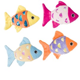 Spot 52075 4.5" Shimmer Glimmer Fish With Catnip Cat Toy Assorted Colors