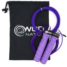 WOD Nation Attack Speed Jump Rope : Adjustable Jumping Ropes : Unique Two Cable Skipping Workout System : One Thick and One Light 11 Foot Cable : Perfect for Double Unders forCrossfit : Fits Men and Women