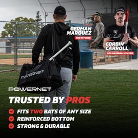 PowerNet Pro Duffle, Softball & Baseball Dual Bat Bag, Baseball Gear Shoulder Bag with Cooler Pocket and Padded Shoulder Strap (Duffle, 1-Count)