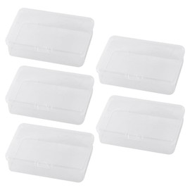 ccHuDE 5 Pcs Plastic Clear Rectangle Boxes Transparent Small Items Storage Cases Bead Organizing Boxes Empty Storage Organizers Mini Organization Containers with Hinged Lid for Crafts