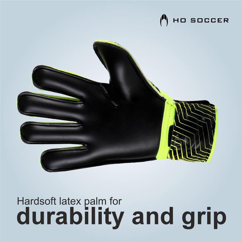 HO Soccer Force Green Goalkeeper Gloves, Unisex, Kids, Black/Lime, 6