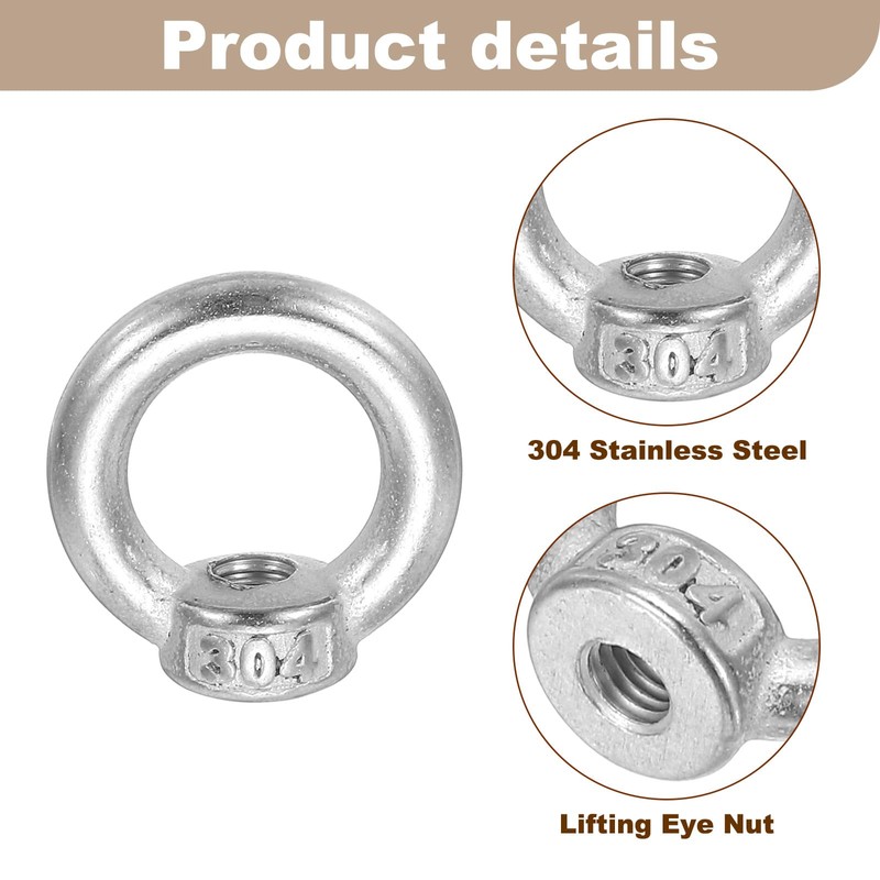 MECCANIXITY M5 Lifting Eye Nut, 304 Stainless Steel Ring Shape