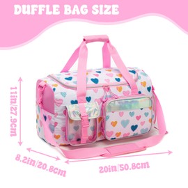 Oruiji Kids Duffle Bag Girls Travel Bag Gifts Overnight Bag Girls Women Tote Bag, Love White