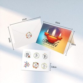 iwiio 6 Pack Diwali Cards with Envelopes Stickers Happy Diwali Card Gifts for Diwali Greeting Cards Diwali Gifts for Kids Adults Festival of Lights Celebration Card (6 Designs)