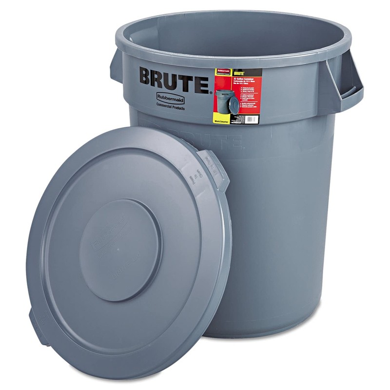 Rubbermaid Commercial 863292GRA Brute Container All-Inclusive, Round, Plastic, 32 gal,