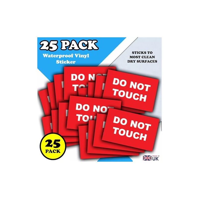 25-Pack - Do Not Touch Safety Vinyl Sign Stickers -