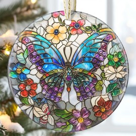 3.5" Ceramic Butterfly Ornament, Christmas Ornament, Butterfly Christmas Ornaments for Tree, Christmas Decoration, Christmas Tree Ornaments, Heirloom Keepsake, Gift Exchange, Gift Idea, Bauble Present