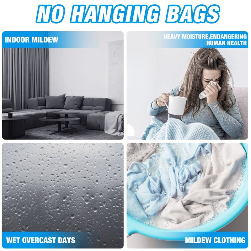 ZSZMFH 12 Pack Moisture Absorber Hanging Bags, Fragrance Free Humidity
