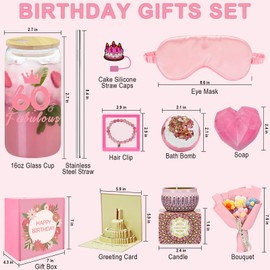 AiHeart 60th Birthday Gifts for Women,Happy 60 Year Old Birthday Gifts Ideas,60th Birthday Decorations for Women,1965 Birthday Gifts Baskets,60th Birthday Gifts for Mom Wife Boss Bestie