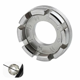 Yowfond 1 Piece Hardened Steel Spoke Wrench, 8 Way Bike Rim Tool for Precise Wheel Tension, Fits Spoke Sizes 10/11/12/13/14/15