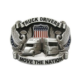Schnalle123 Belt Buckle Trucker Truck Driver America 3D Look for Change Belt Buckle Buckle Model 76, silver