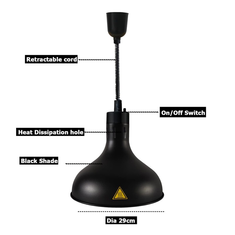 Generic Hanging Food Heat Lamp with Infrared Bulb Warming Lamps