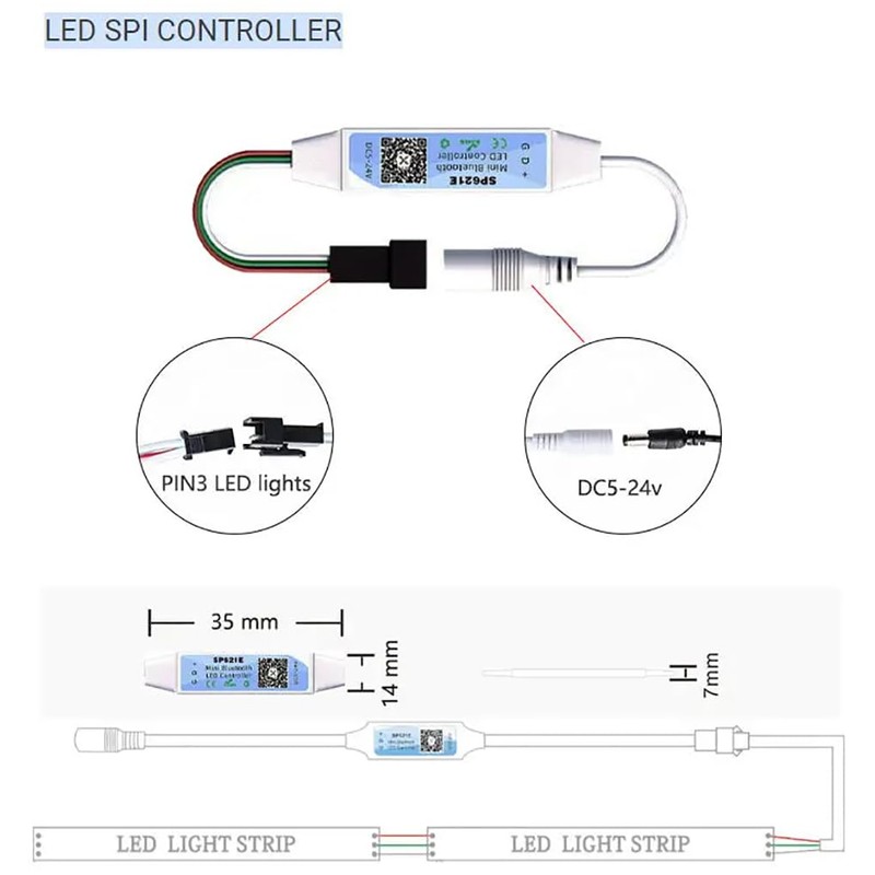 TOPXCDZ Mini Music Bluetooth Controller DC5V-24V SP621E WS2812B Controller WS2812