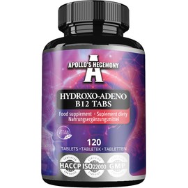 Vitamin B12 100 µg - Hydroxocobalamin & Adenosylcobalamin |120 Vegan Tablets | 480 Servings - Energy and Nervous System-by Apollo's Hegemony