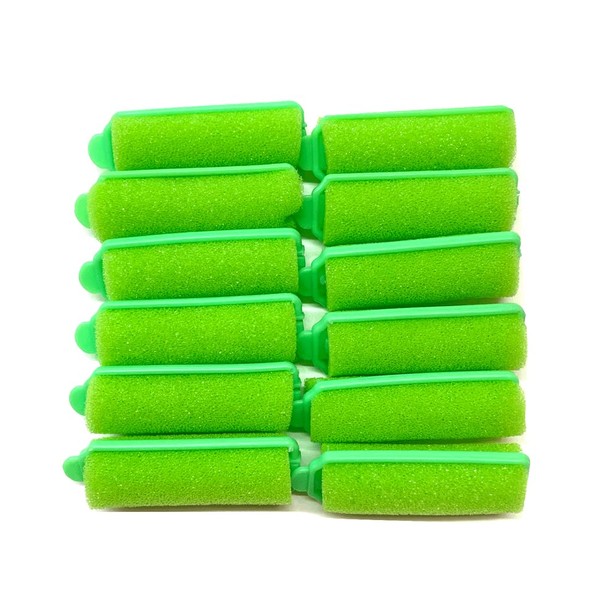 Small Green Foam Sponge Hair Rollers 12PC