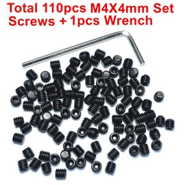 ZDingTech 110pcs Set Screws M4 x 4mm 304 Stainless Steel Allen Head Hex Socket 4X4mm Set Screws Grub Hex Head Sockets with M2 Allen Wrench.(4mm Length)