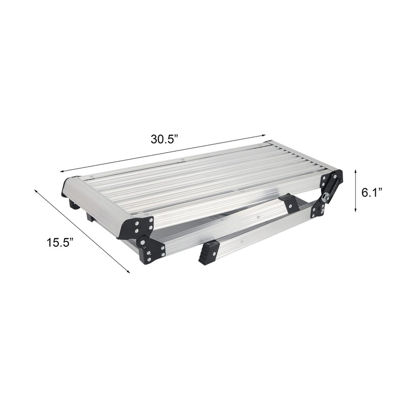 LEADALLWAY Work Platform Aluminum 30"x12"x20" Step Ladder Heavy Duty Foldable