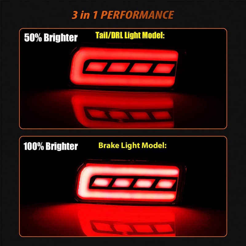 ADIIL Red LED Lens Bumper Reflector Tail Brake Lights Sequential