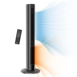 Lasko Oscillating All Season Tower Fan and Space Heater in One for Home with Adjustable Thermostat, Overheat Protection, 4 Fan Speeds, 3 Heat Settings and Remote, 42 Inches, 1500W, Gray, FH515