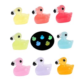 SAFITOYA Flamingo Shoe Charms Decoration, 8pcs 3D Glow in the Dark Shoe Clog Charms Decorate Resin Pins, Party Favours for Boys, Clog Decorations