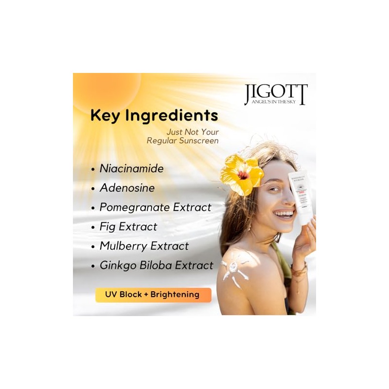 JIGOTT Protector solar con crema aclarante UV FPS 50PA niacinamida,