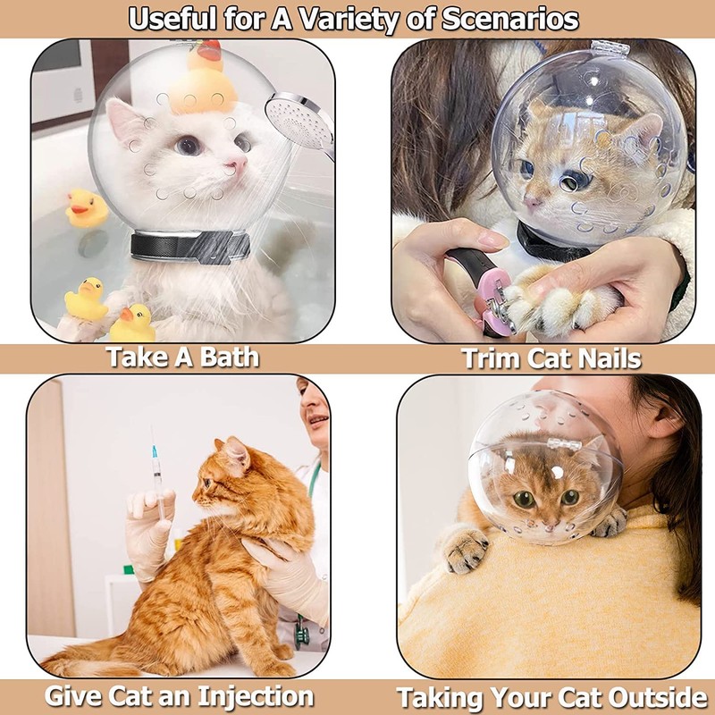 Podoy Cat Transparent Muzzle,Breathable Cat Hood, Adjustable Kitten Astronaut Helmet