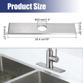 Sink Faucet Cover Deck Plate, Deck Plate Escutcheon for Single Hole or 3 Hole Kitchen Bathroom Faucet, 10 Inch Cover Deck Plate for Vanity-Sink, Stainless Steel Brushed Sink Cover Plate