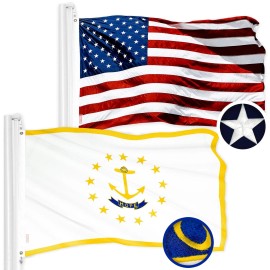 UD_G128 Combo Pack: American USA Flag 4x6 Ft & Rhode Island RI State Flag 4x6 Ft  Both ToughWeave Series Embroidered Polyester,