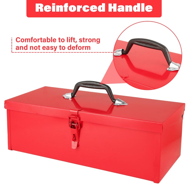 JMIATRY Red Tool Box 15 Inch Small Metal Tools Box