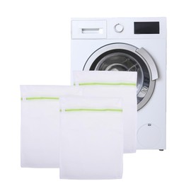 Laundry Net for Washing Machine, Pack of 3, Laundry Net 40 x 50 cm, Laundry Bag with Zip, Mesh Laundry Bag, Reusable Laundry Bag, Washing Machine Mesh Bag for Shirts, Jeans, Sweaters