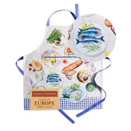 Maison d'Hermine 100% Cotton 1-Piece Kitchen Apron with Adjustable Neck and Middle Pocket, Long Ties for Women/Men, Spring/Summer