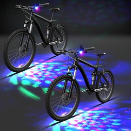 Kittmip 1/2/4 Pcs Disco Party LED Bike Light Disco Scooter Light Tri-Colored Bicycle Lights Blinking Swirling Fun Cycling Accessory, Christmas Stocking Stuffer, 3 AAA Batteries Included(2 Pcs,Black)