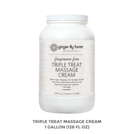 Ginger Lily Farms Botanicals Triple Treat Massage Cream, 100% Vegan & Cruelty-Free, Fragrance-Free, 1 Gallon