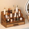 Yuzehuaza 3 Tier Perfume Organizer with Drawer，Wooden Cologne Organizer for