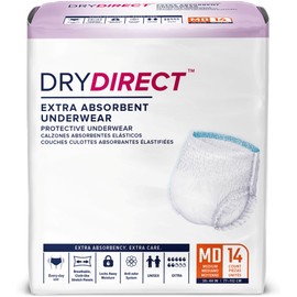 Dry Direct Extra Protective Underwear, Soft Cloth-Like Adult Diapers, All Day Disposable Incontinence Protection - Medium (Pack of 14)