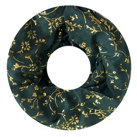 Floral Gold Foil Women's Infinity Scarf Lightweight (Dark Green)