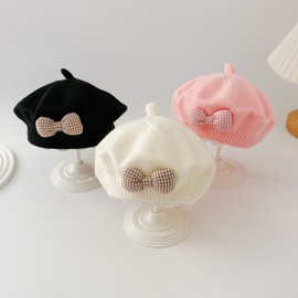 Baby Knit Beanie Baby Hat Spring and Autumn Baby Girl Beret Newborn Children Wool Knit Princess Cute Super 0-10 Months/Beige Bow Beret 3ea