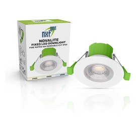 nxt gen NovaLite 6-Pack 6W Fire Rated LED Downlights | Tri-Colour CCT | IP65 Dimmable Ceiling Spotlights | White | 30/60/90 min Fire Rated | Bathroom & Kitchen Lighting