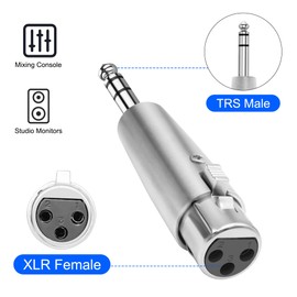 MEIRIYFA 1/4 "6.35mm TRS auf XLR Adapter, XLR-3Pin Buchse auf 1/4 Zoll Stecker Stereo Audio Adapter ausgewogene Stecker für Lautsprecher Mikrofon Verstärker Mixer - 4 Stück, Silber (XLR Buchse)