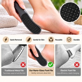 2 Pcs Nano Glass Foot File for Heel Exfoliation – Crescent-Shaped Manual Callus Remover for Smooth At-Home Foot Care