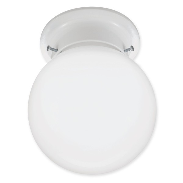 Good Earth Lighting GLC1301-WHES-I 13W GU24 Ecolight Ball Closet Light White, White Glass