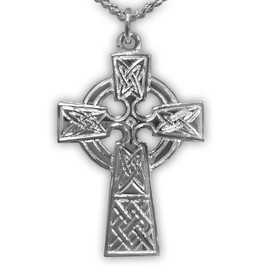 TrueFaithJewelry Sterling Silver Celtic Cross Pendant Necklace Religious Jewelry, 1 3/8 Inch