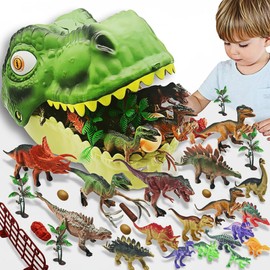 OMAOSORT Dinosaur Toys for Kids, 45 Pieces Realistic Jurassic Dinosaurs Figures with Eggs & Trees & Fence Playset to Create a Dino World, Educational Figures, Great Gift for Toddler Boys & Girls