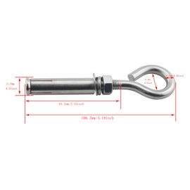 DGBRSM 2pcs 304 Stainless Steel 5/16-inch Concrete Wall Anchor Eye Bolts and Screws, Concrete Masonry for Wall and Ceiling