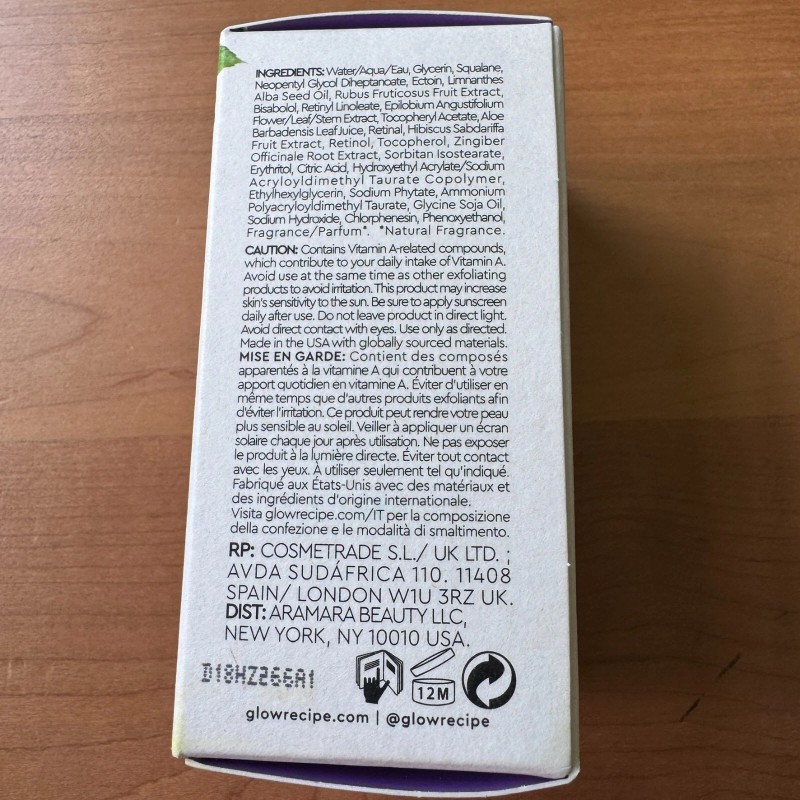 GLOW RECIPE Blackberry Retinol Blemish Serum NEW 1 oz Full