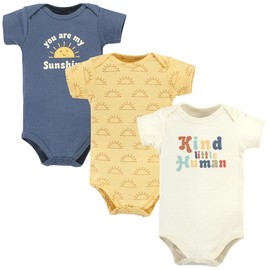 Hudson Baby Unisex Baby Cotton Bodysuits, Kind Human, 3-6 Months