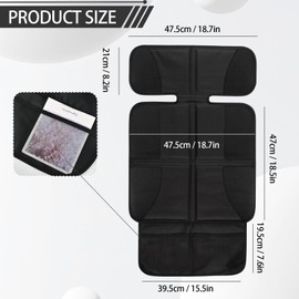 Duronge Child Seat Pad, Black Car Seat Protector, 88 x 47cm Non-slip Car Seat Protector, Car Seat Protector Child Seat with Mesh Pockets, ISOFIX Seat Protector Car Child Seat