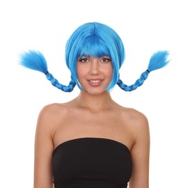 HPO Bavarian Girl Double Braided Wig, Multiple Color Option, Breathable Capless Cap, 100% Cruelty Free, Premium Handcrafted Wig, Designed for comfort fit, flame retardent synthetic fiber (Blue)