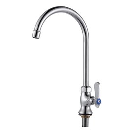 Single Hole Cold Water Faucet: Deck Mount Kitchen Cold Only - Brass Utility Outdoor Sink Faucet - for Commercial Bar RV Kitchen Farmhouse Laundry - Chrome